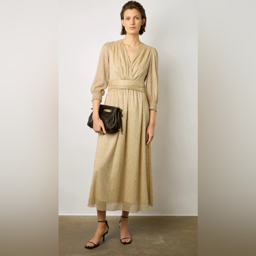 Gerard Darel Gold Lurex Elline Maxi Dress